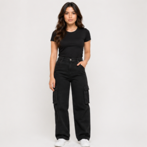 Midnight Black Baggy Cargo